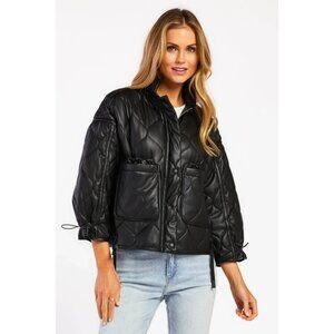 Zara Faux Leather Quilted Padded Jacket